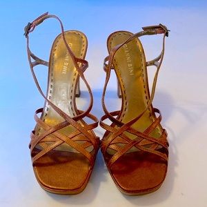 Gianni Bini Leather Carly Copper Heels Size 7.5